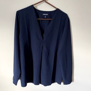 Lands End NWOT -long sleeve blouse - navy blue size med(10-12).